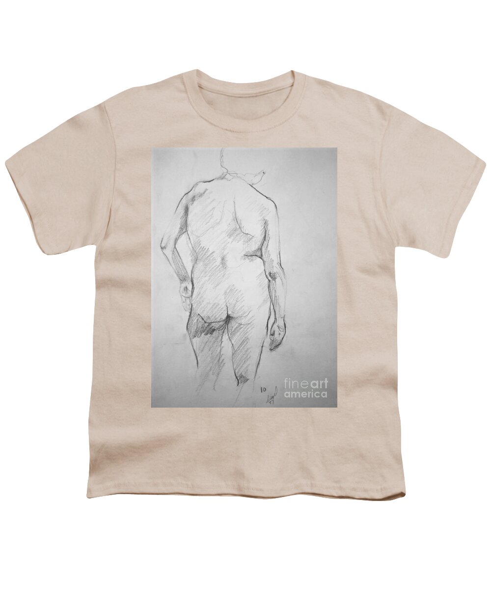 Woman Youth T-Shirt featuring the drawing Figure Study by Rory Siegel