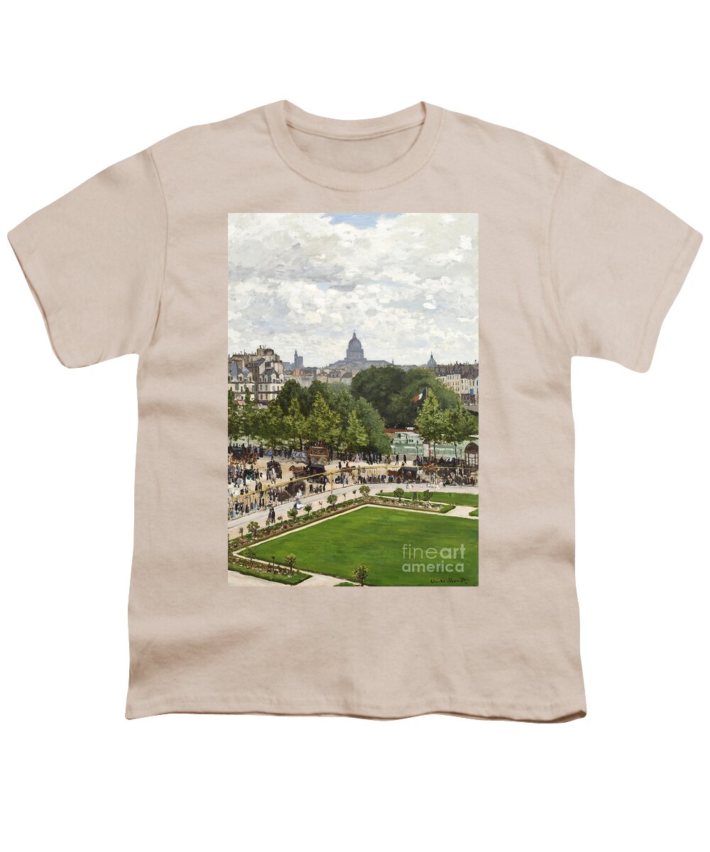 French Youth T-Shirt featuring the painting Garden of the Princess by Claude Monet