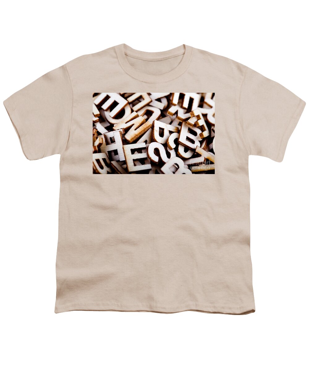Letters Youth T-Shirt featuring the photograph Jumbled letters close up by Simon Bratt