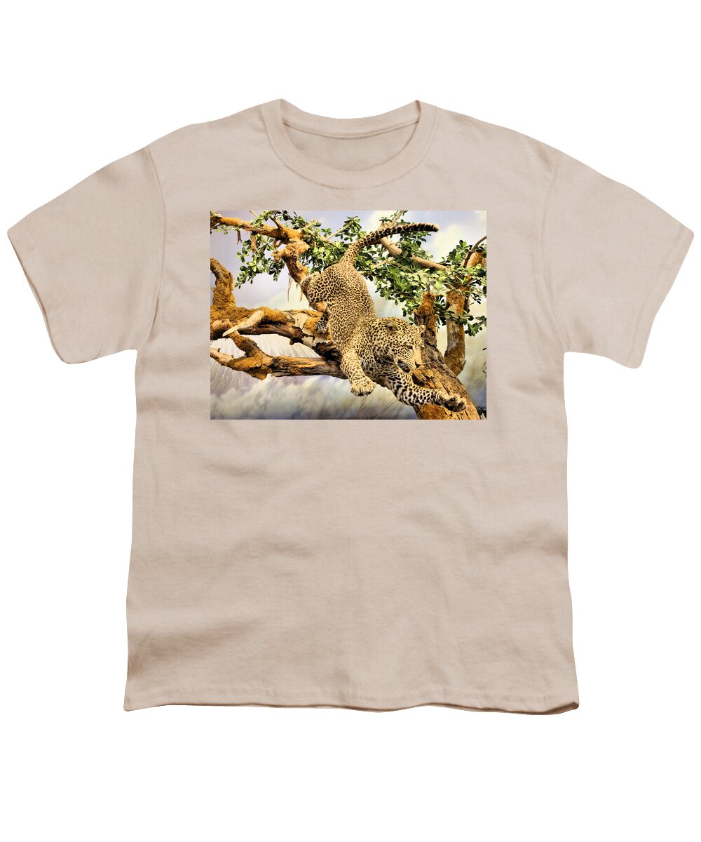 Leopard Youth T-Shirt featuring the photograph Leaping Leopard by Kristin Elmquist