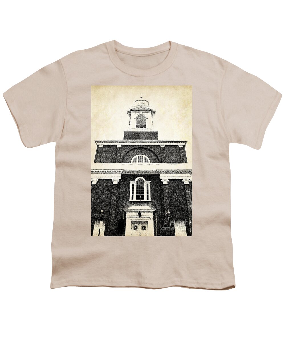 House Youth T-Shirt featuring the photograph Old Church in Boston by Elena Elisseeva