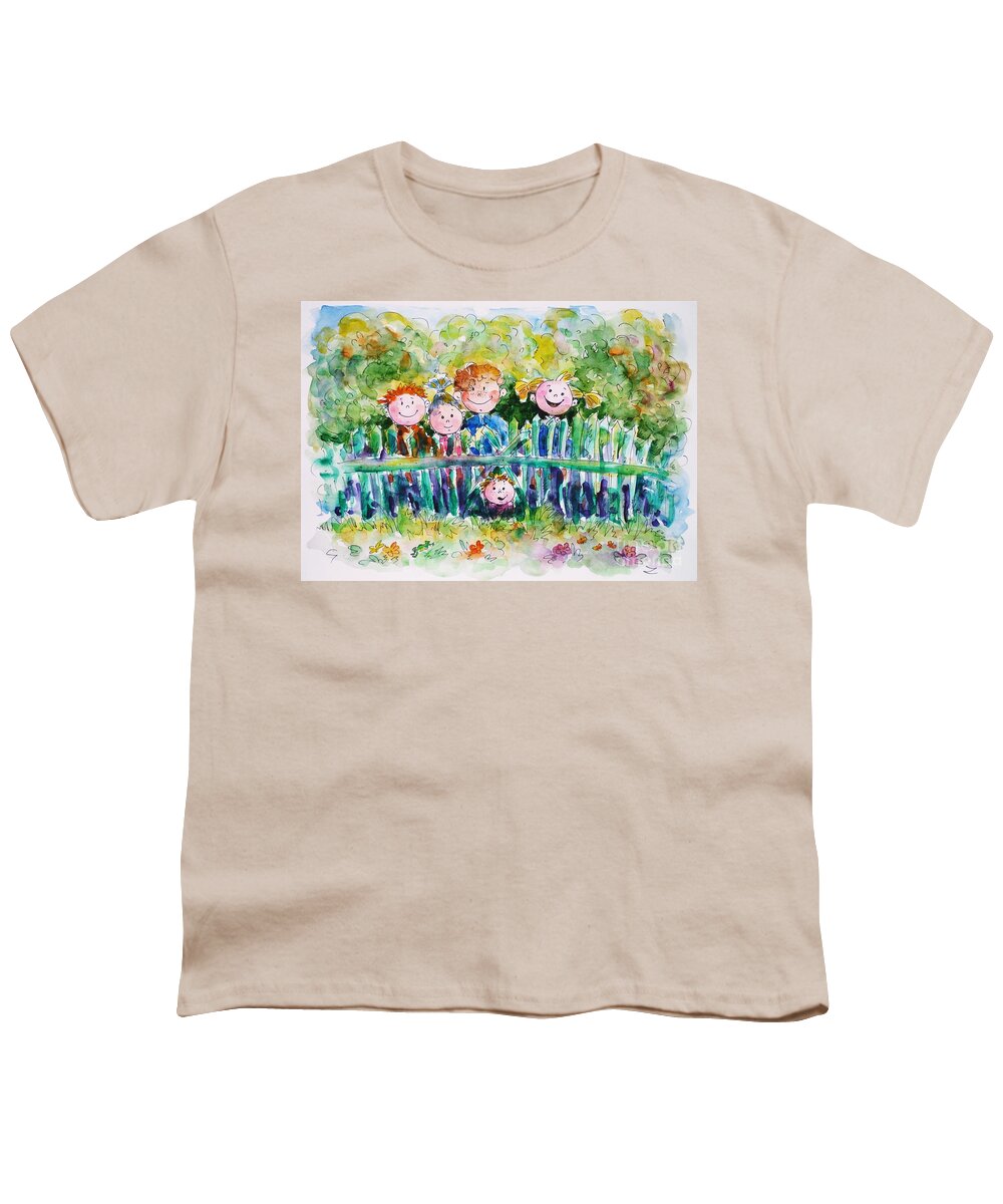 Children Youth T-Shirt featuring the painting Ready for adventures by Zaira Dzhaubaeva