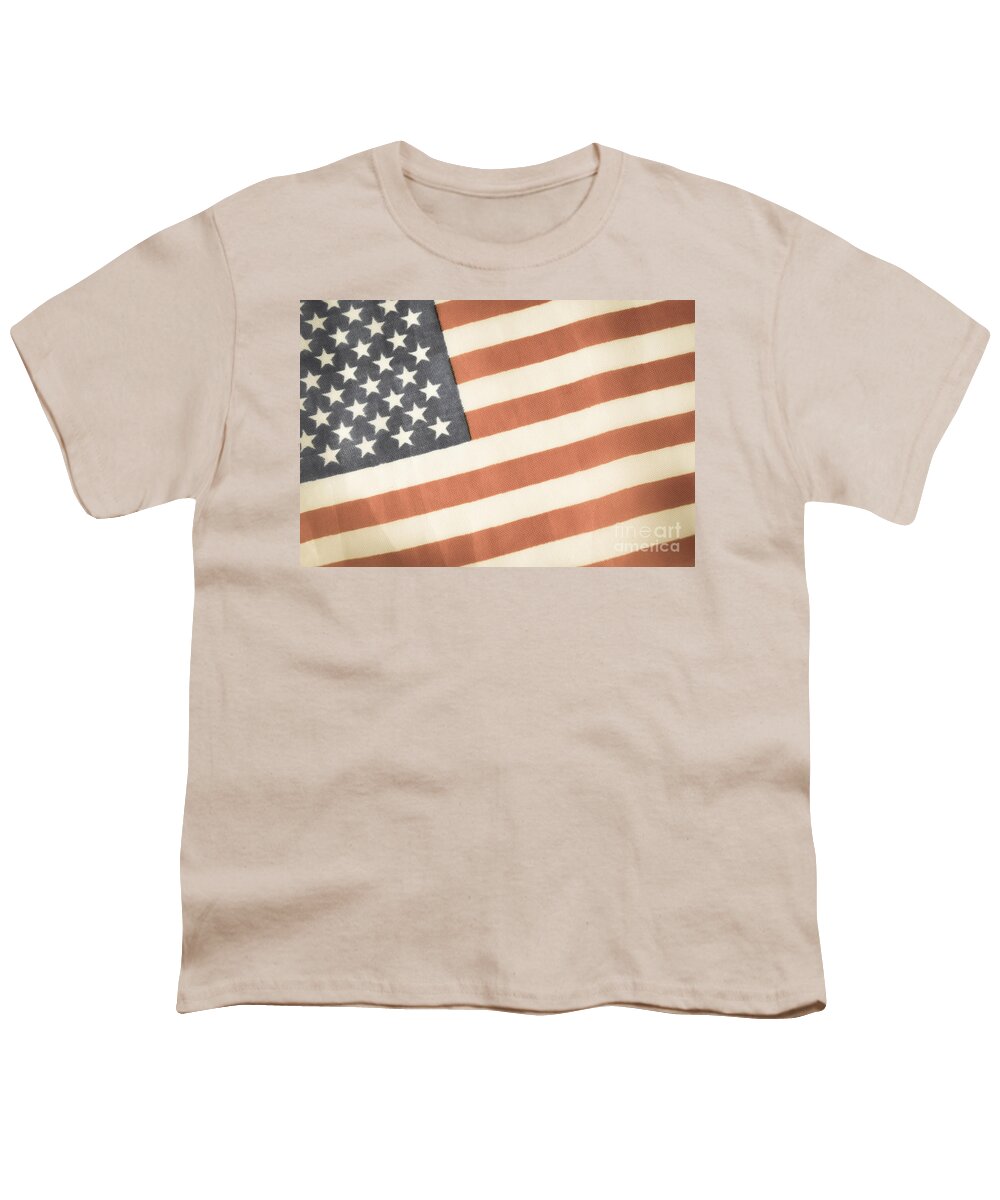 Red Youth T-Shirt featuring the photograph American Flag #1 by Andrea Anderegg
