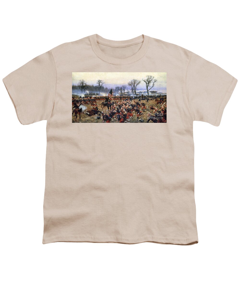 1862 Youth T-Shirt featuring the painting Battle Of Fredericksburg by Carl Rochling