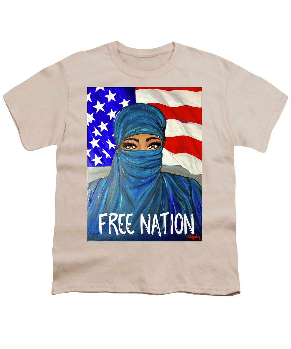 Painting Youth T-Shirt featuring the painting Free Nation 1 #2 by Art By Naturallic