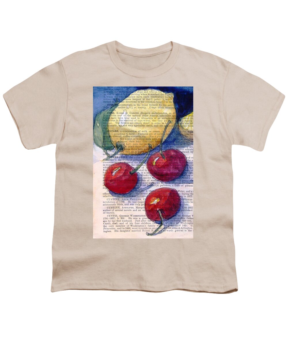 Lemon Youth T-Shirt featuring the painting Lemon and Cherries 3 by Maria Hunt
