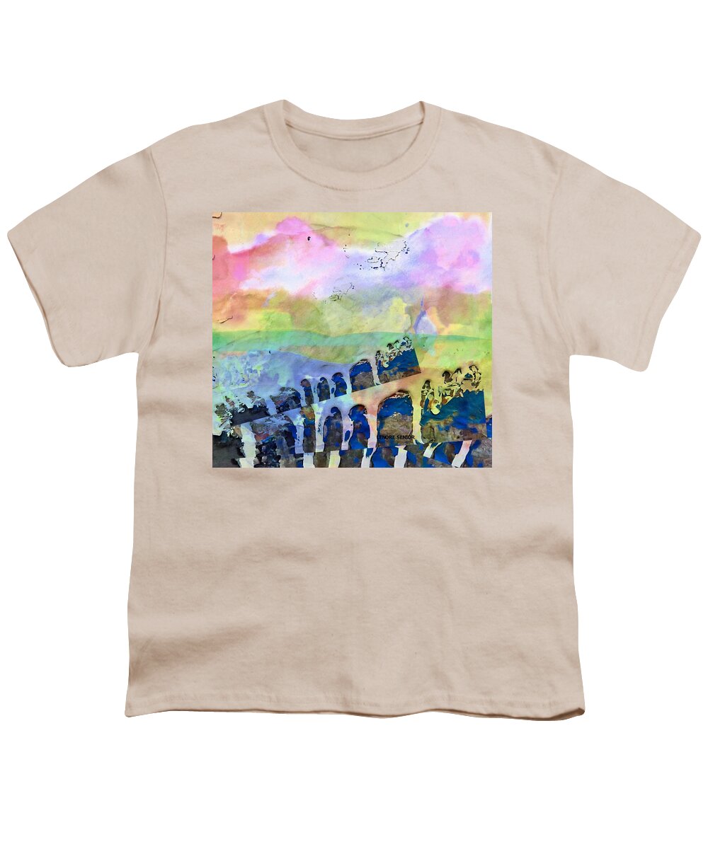 Abstract Youth T-Shirt featuring the mixed media Standing in Line #1 by Lenore Senior