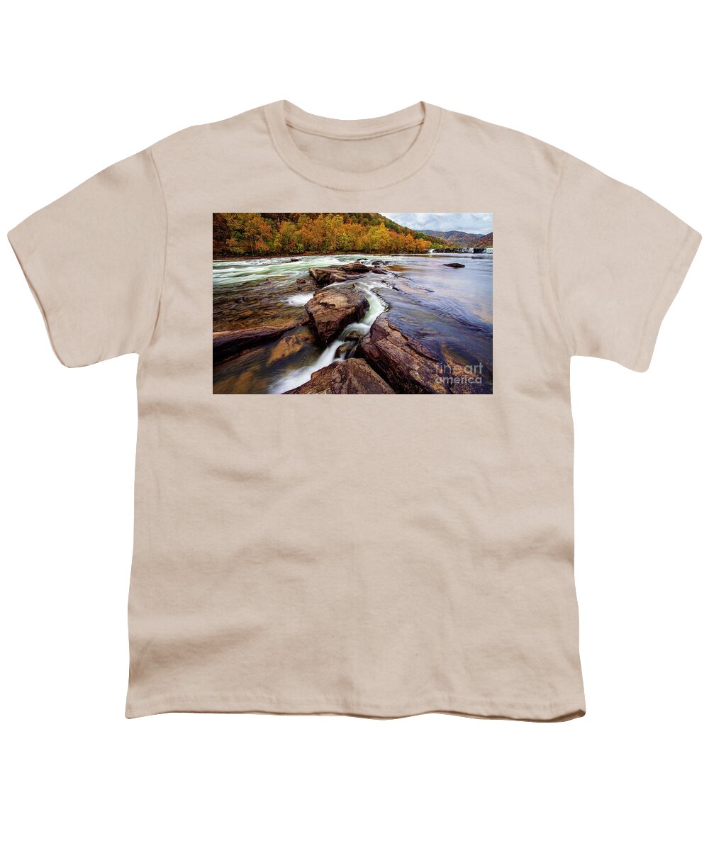 West Virginia Youth T-Shirt featuring the photograph The New River at Sandstone Falls #1 by Laurinda Bowling