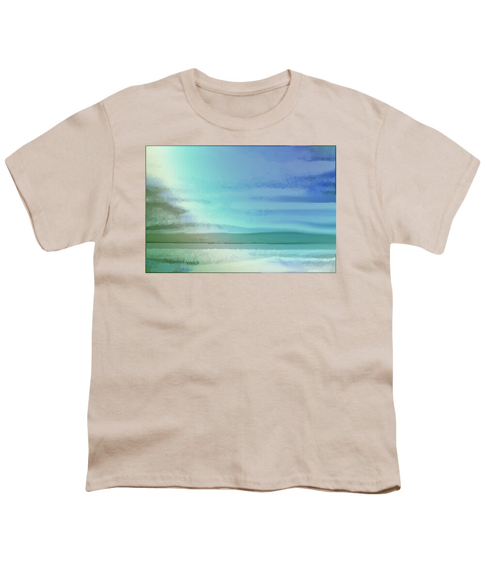 1931 Youth T-Shirt featuring the digital art 1931 Blue landscape by Irmgard Schoendorf Welch