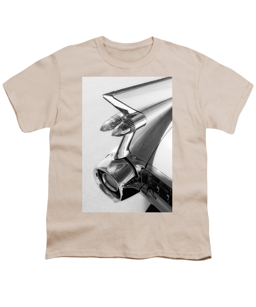 1959 Cadillac Eldorado 62 Series Taillight Youth T-Shirt featuring the photograph 1959 Cadillac Eldorado 62 Series Taillight -213bw by Jill Reger