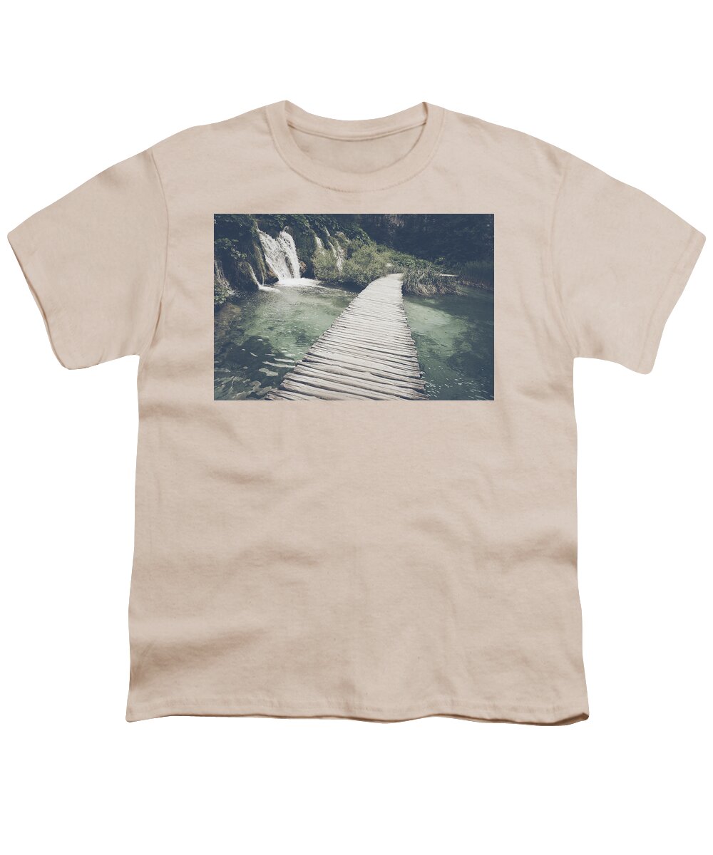 Green Youth T-Shirt featuring the photograph Retro Hiking Path #4 by Brandon Bourdages