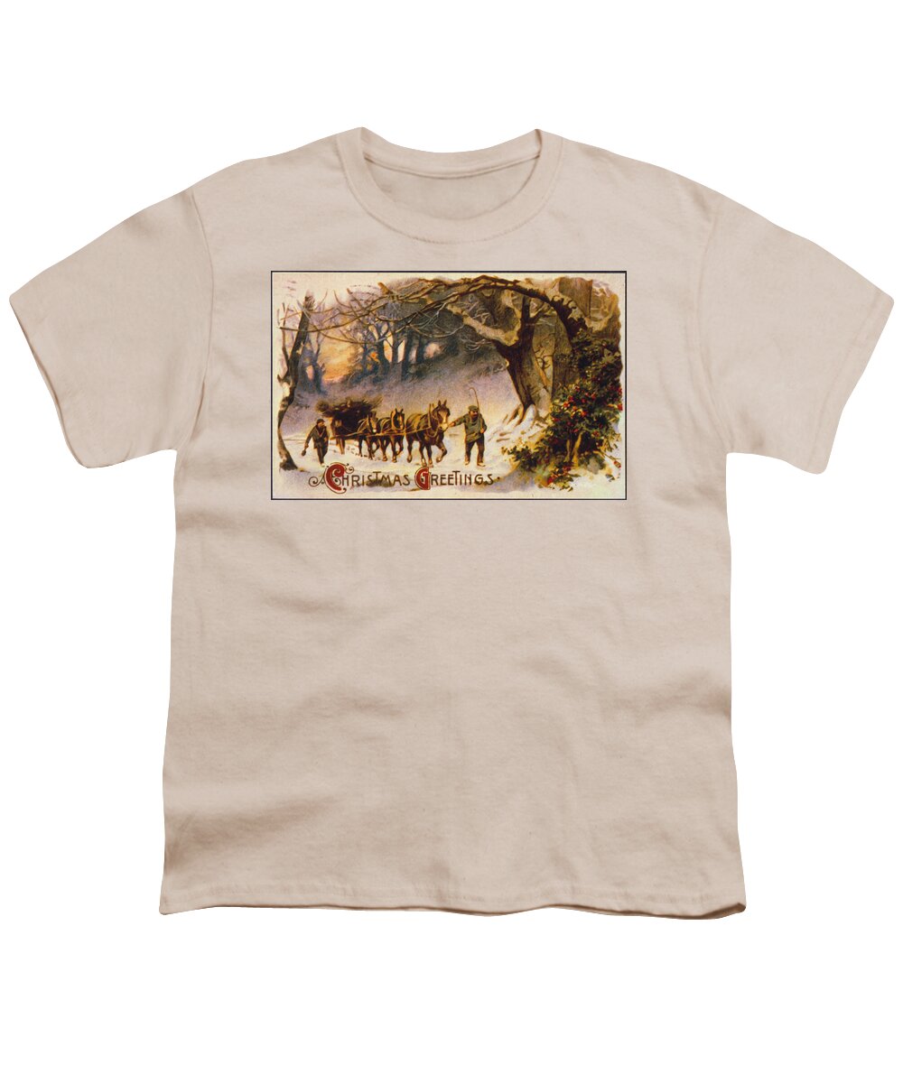19th Century Youth T-Shirt featuring the photograph American Christmas Card #48 by Granger