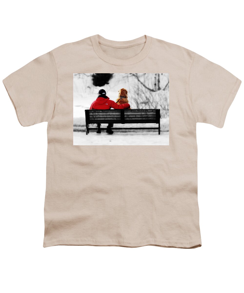 Dog Youth T-Shirt featuring the photograph A Moment With Friend by Zinvolle Art