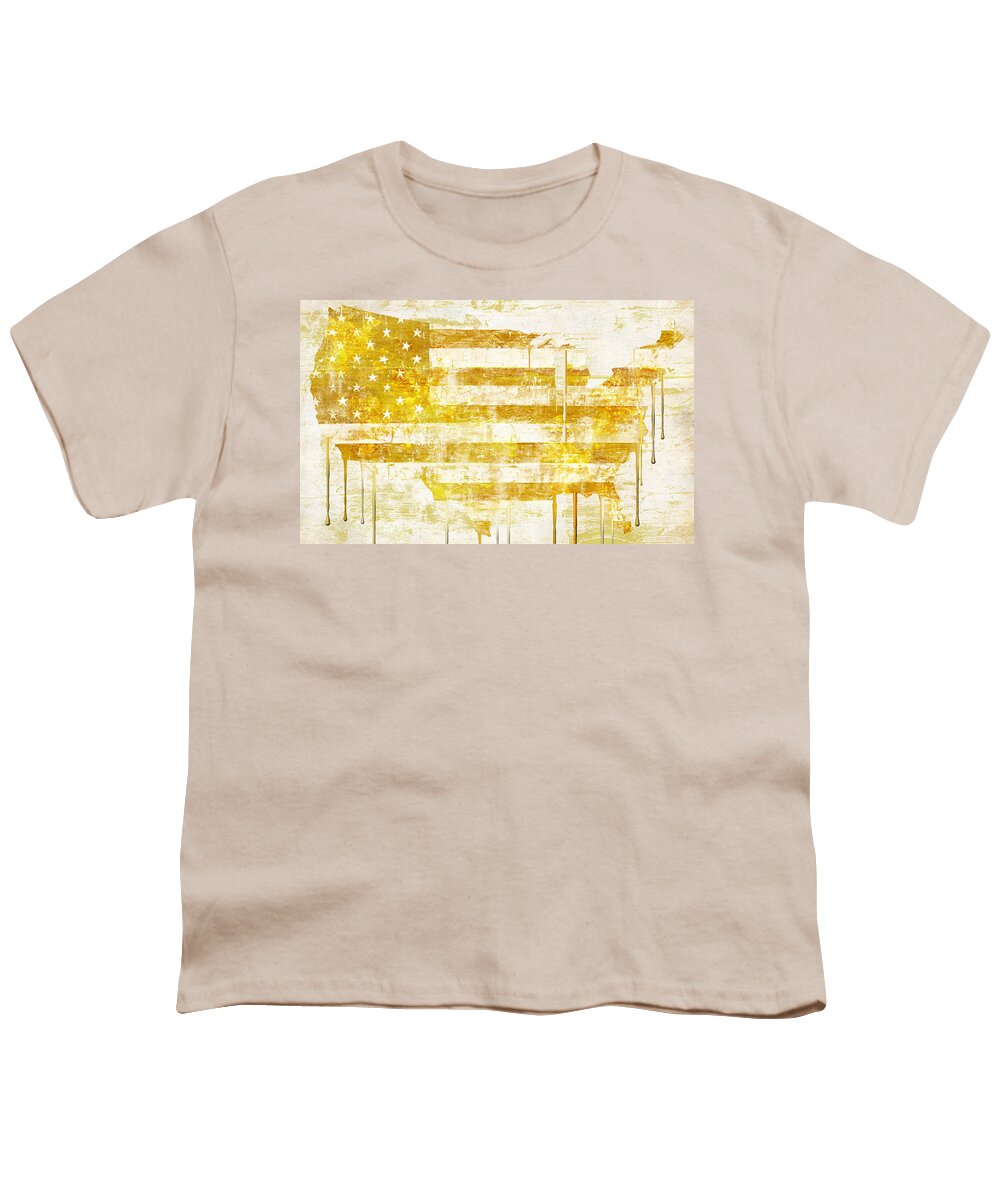 Usa Youth T-Shirt featuring the painting American Flag Map by Mindy Sommers
