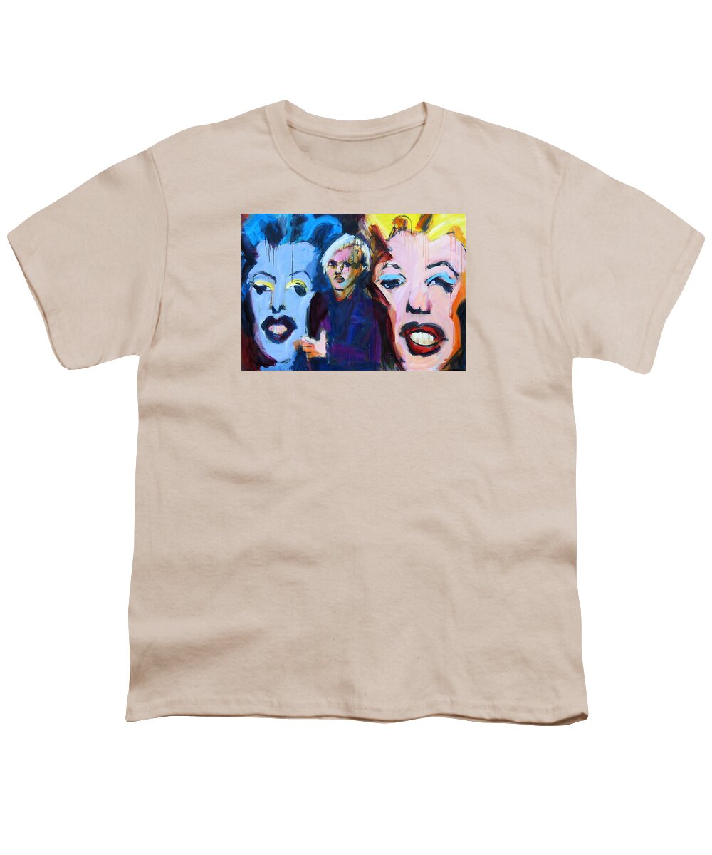 Andy Warhol Youth T-Shirt featuring the painting Andy's Monsters by Les Leffingwell