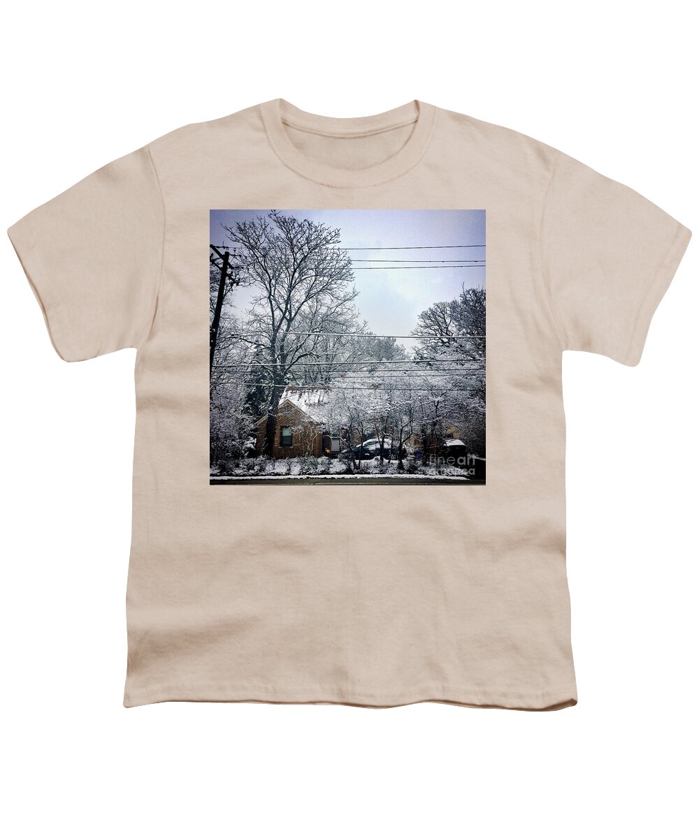 Winter Scene Youth T-Shirt featuring the photograph April Snow by Frank J Casella