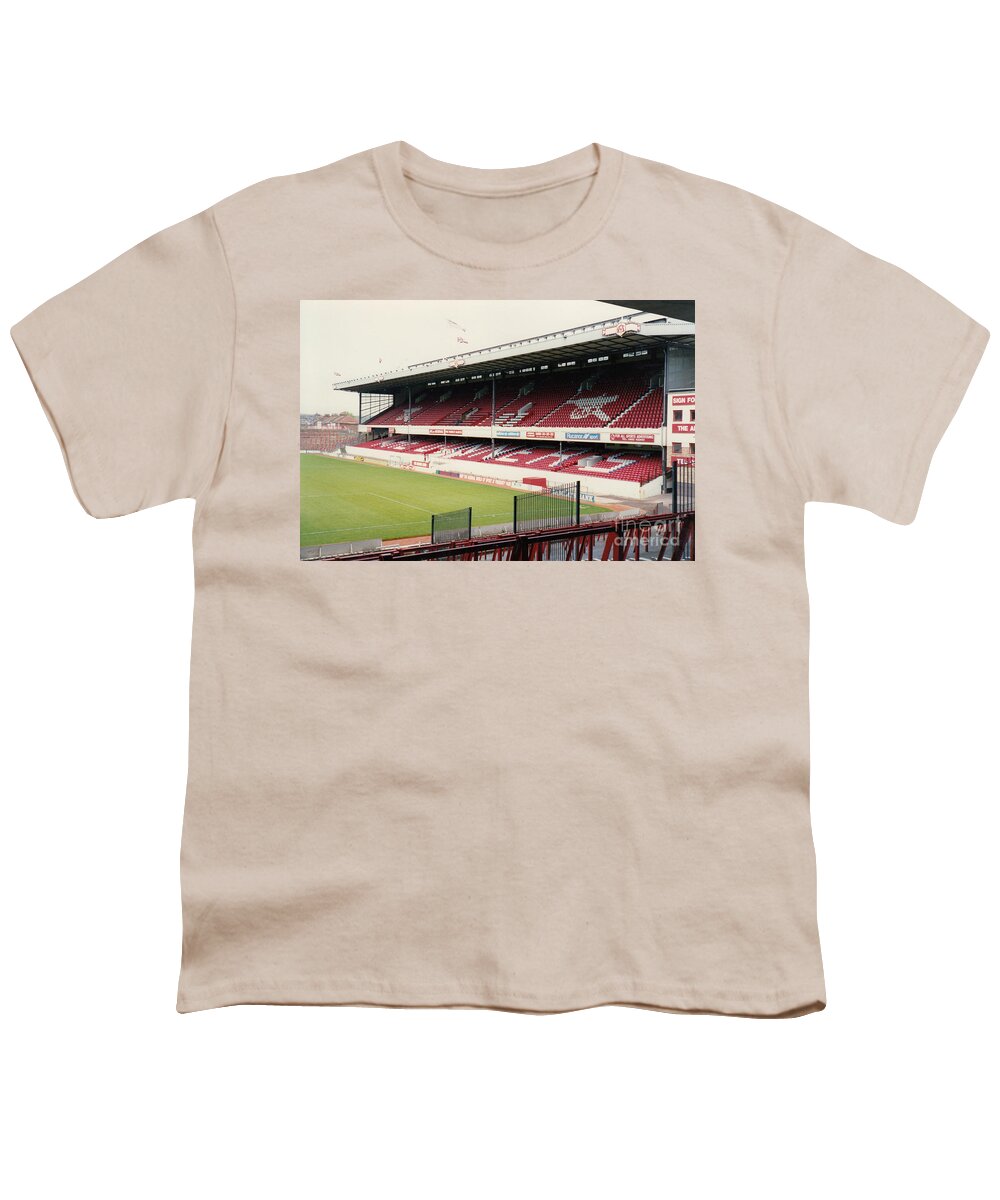 Arsenal Youth T-Shirt featuring the photograph Arsenal - Highbury - East Stand 3 - 1992 by Legendary Football Grounds