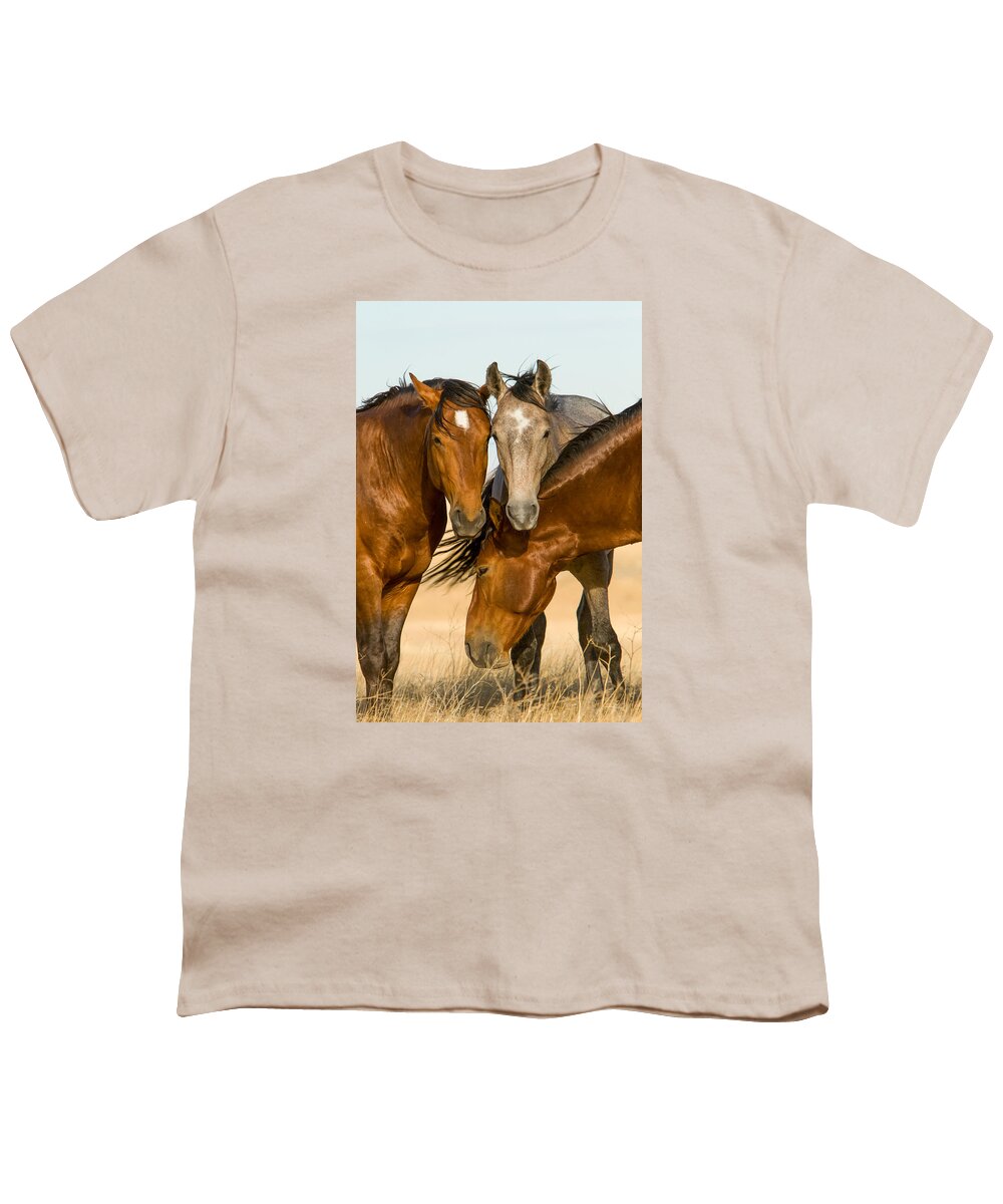 Wild Horse Youth T-Shirt featuring the photograph Band of Brothers by Kent Keller