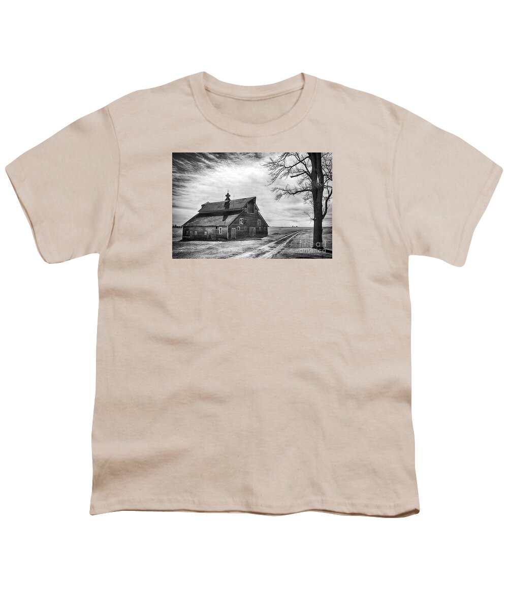 Barn In Black And White Youth T-Shirt featuring the photograph Barn in Black and White by Priscilla Burgers