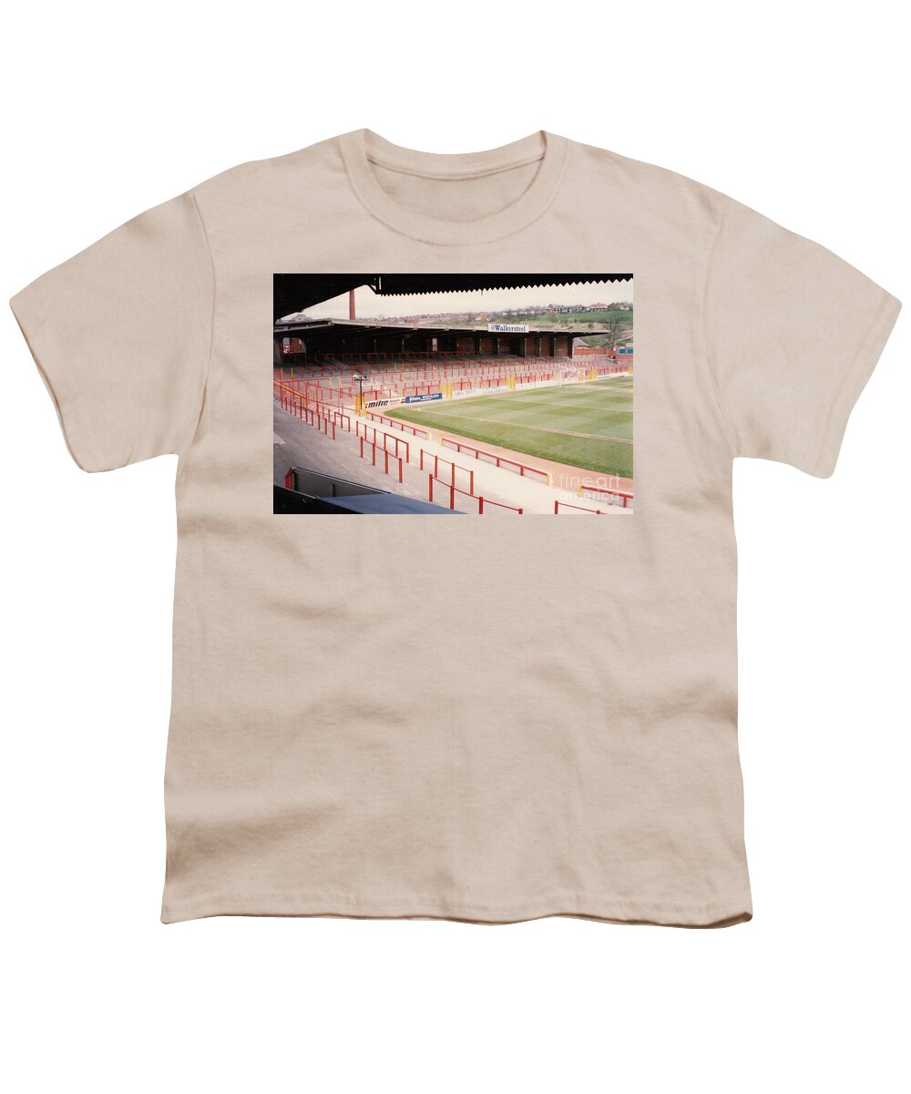 Blackburn Rovers Youth T-Shirt featuring the photograph Blackburn - Ewood Park - North Stand Town End 1 - April 1991 by Legendary Football Grounds