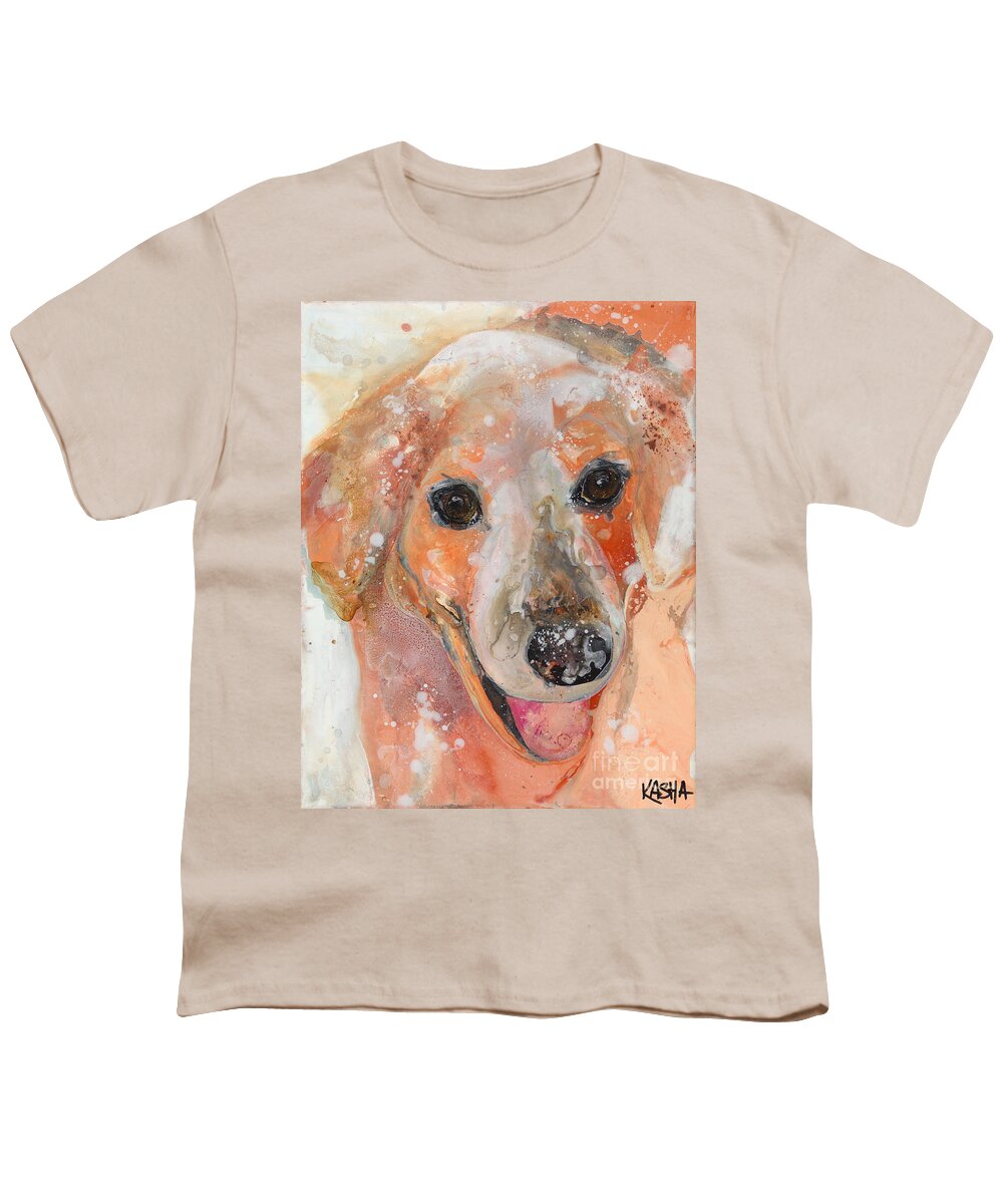 Dog Youth T-Shirt featuring the painting Blissful by Kasha Ritter