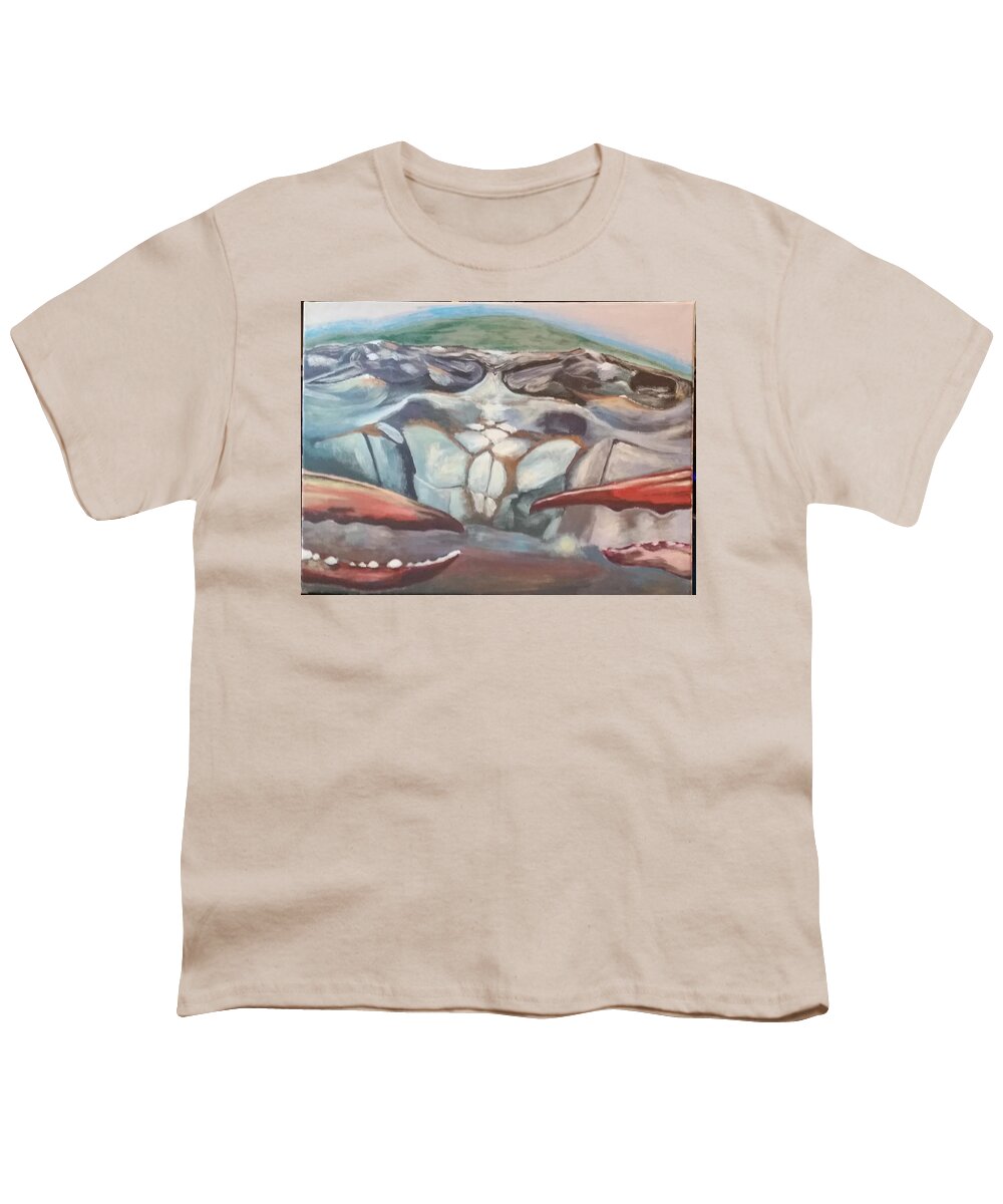 Blue Crab Youth T-Shirt featuring the painting Blue Crab Self Portrait by Mike Jenkins