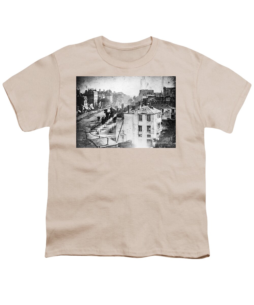 Louis Daguerre Youth T-Shirt featuring the photograph Boulevard Du Temple, By Daguerre, 1838 by Science Source