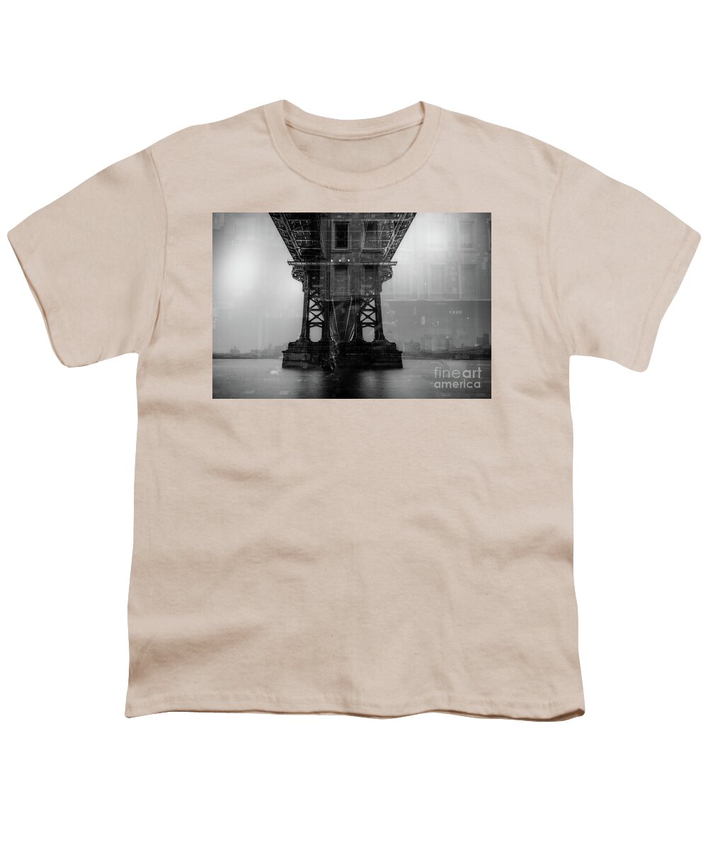 Brooklyn Bridge Youth T-Shirt featuring the photograph Brooklyn Bridge Reflections NYC by Edward Fielding