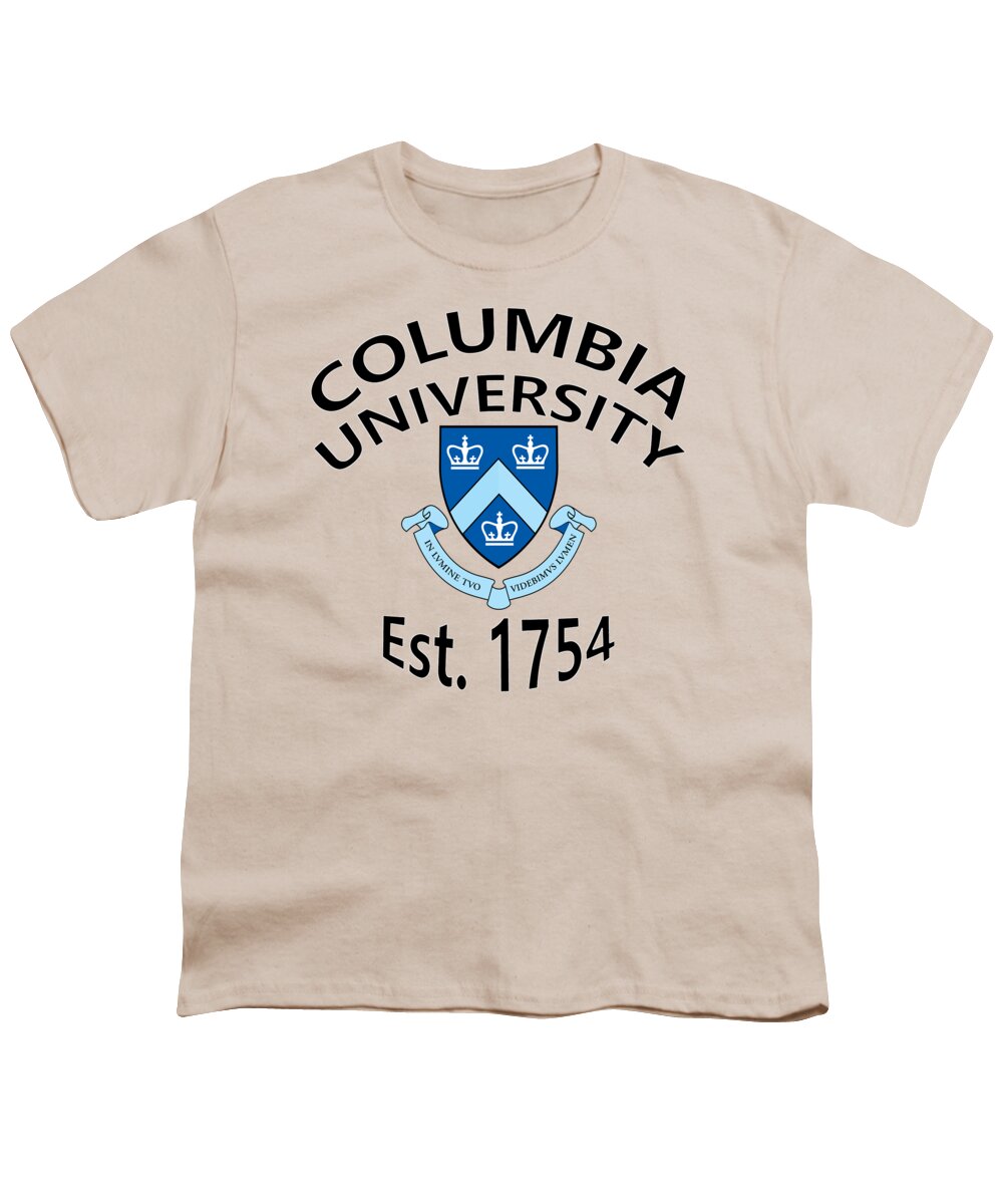 Columbia University Youth T-Shirt featuring the digital art Columbia University Est 1754 by Movie Poster Prints