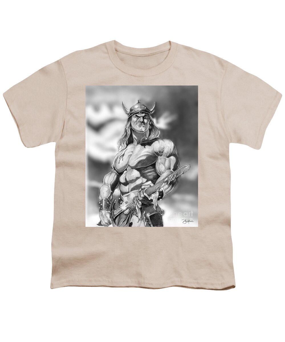 Pencil Youth T-Shirt featuring the drawing Conan by Bill Richards