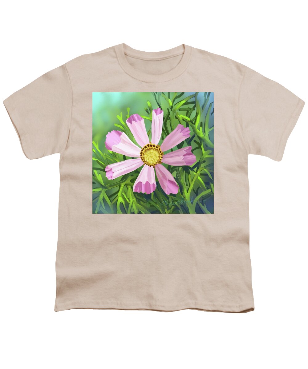 Cosmos Youth T-Shirt featuring the digital art Cosmos Bloom by Cynthia Westbrook
