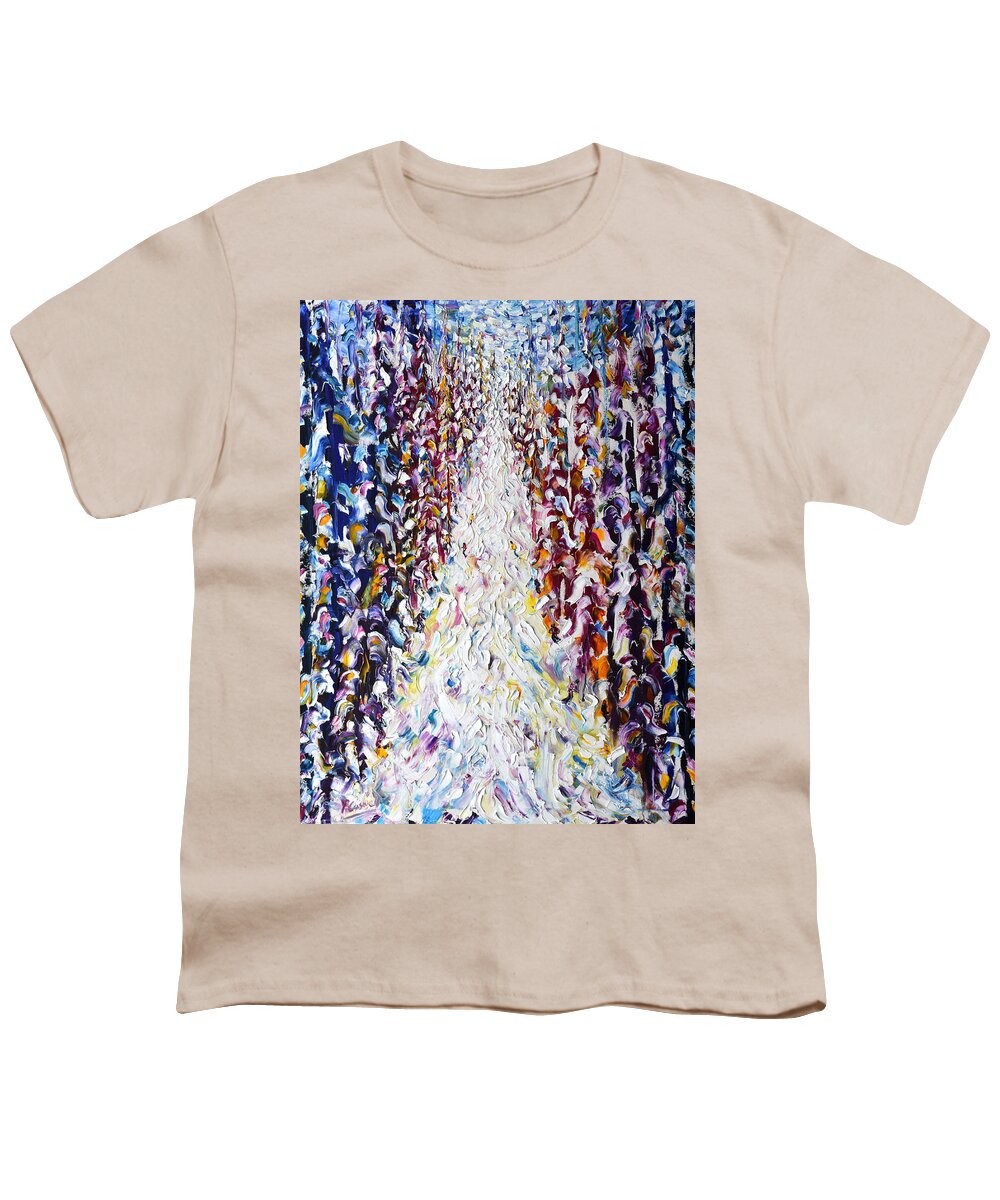 Trees Youth T-Shirt featuring the painting Courchevel Hidden in the Trees by Pete Caswell