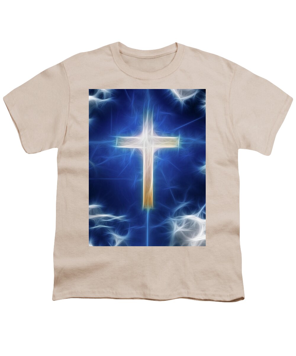 Cross Youth T-Shirt featuring the digital art Cross Abstract by Bruce Rolff