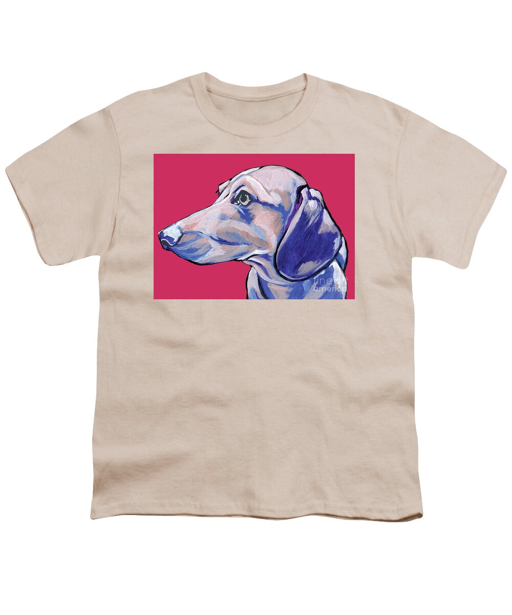 Dog Youth T-Shirt featuring the painting Dachshund by Anne Seay