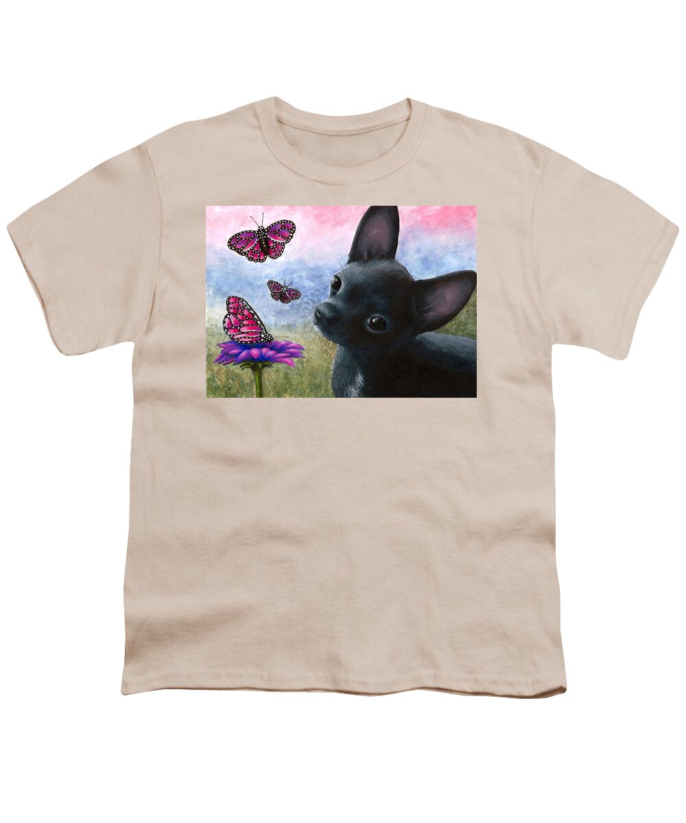 Dog Youth T-Shirt featuring the painting Dog 91 by Lucie Dumas