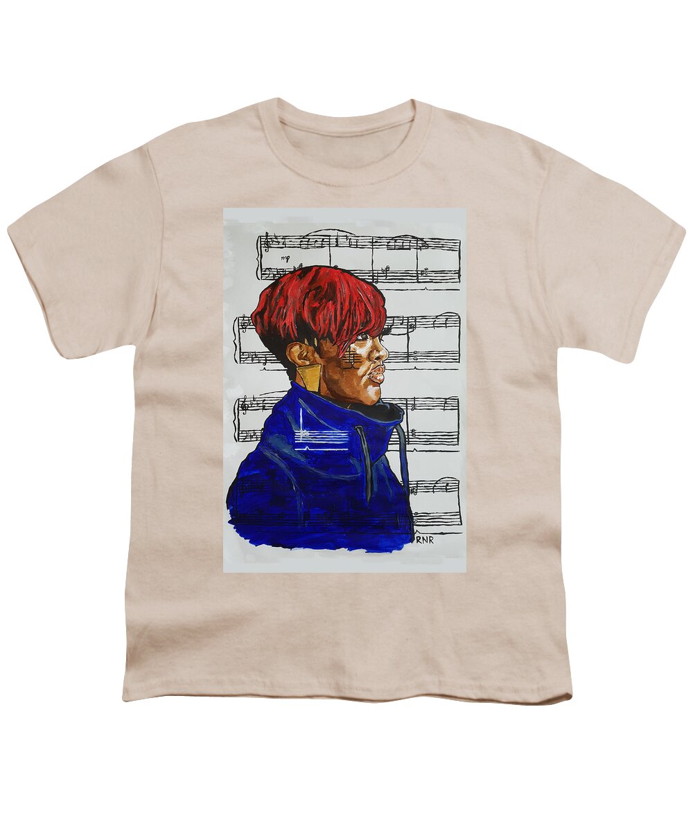 Black Youth T-Shirt featuring the painting Rapsody in Solitude by Rachel Natalie Rawlins