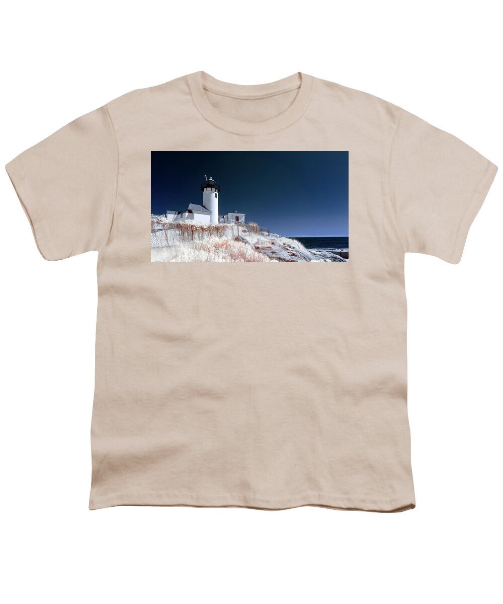 Eastern Point Lighthouse Light House Gloucester Ir Ma Mass Massachusetts Infra Red Infrared Summer Architecture Sea Seaside Ocean Oceanside Beach Grass Sky Outside Outdoors Nature 720nm 720 Nm Nanometer Youth T-Shirt featuring the photograph Eastern Point Infrared by Brian Hale