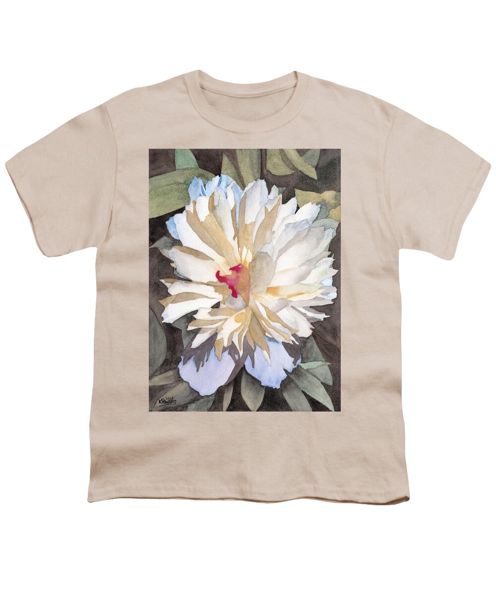 Watercolor Youth T-Shirt featuring the painting Feathery Flower by Ken Powers