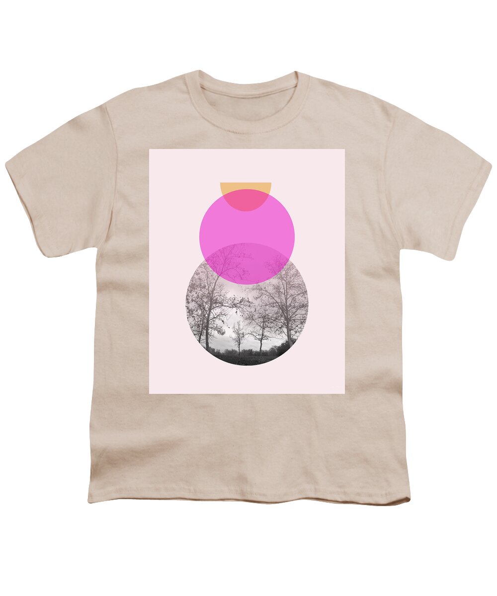 Modern Youth T-Shirt featuring the mixed media Flare in Pink and Yellow- Art by Linda Woods by Linda Woods