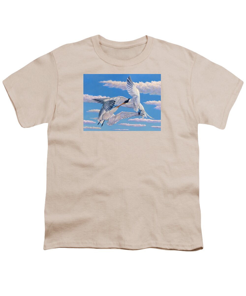 Flying Youth T-Shirt featuring the painting Flying Kiss by James W Johnson