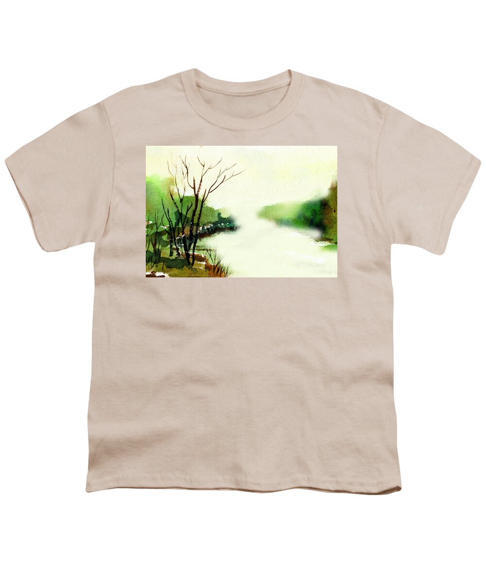 Water Color Youth T-Shirt featuring the painting Fog1 by Anil Nene