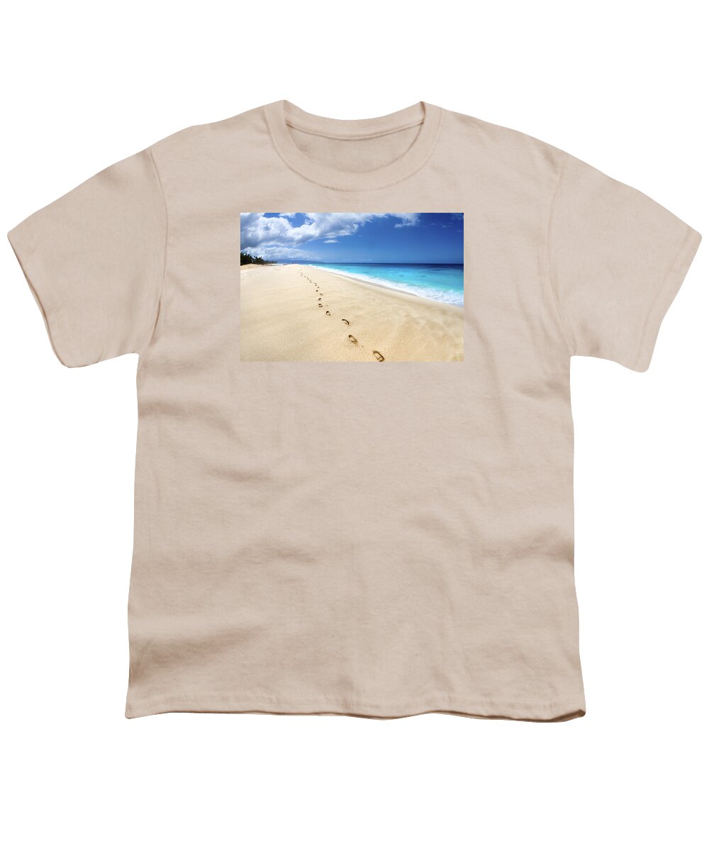 Shoreline Youth T-Shirt featuring the photograph Footsteps of Tranquility by Sean Davey