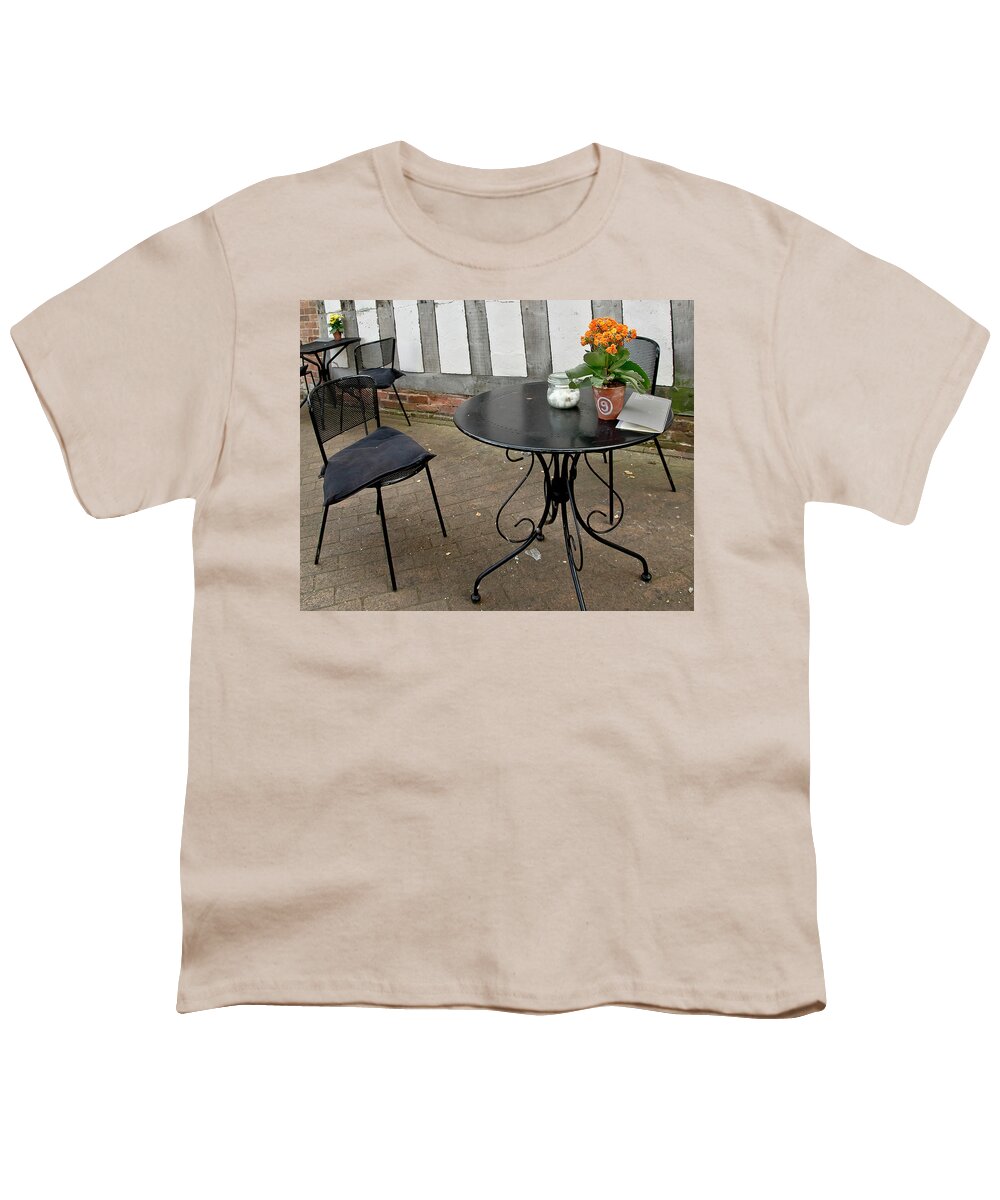 Seats Youth T-Shirt featuring the photograph Free seats in a street cafe by Elena Perelman