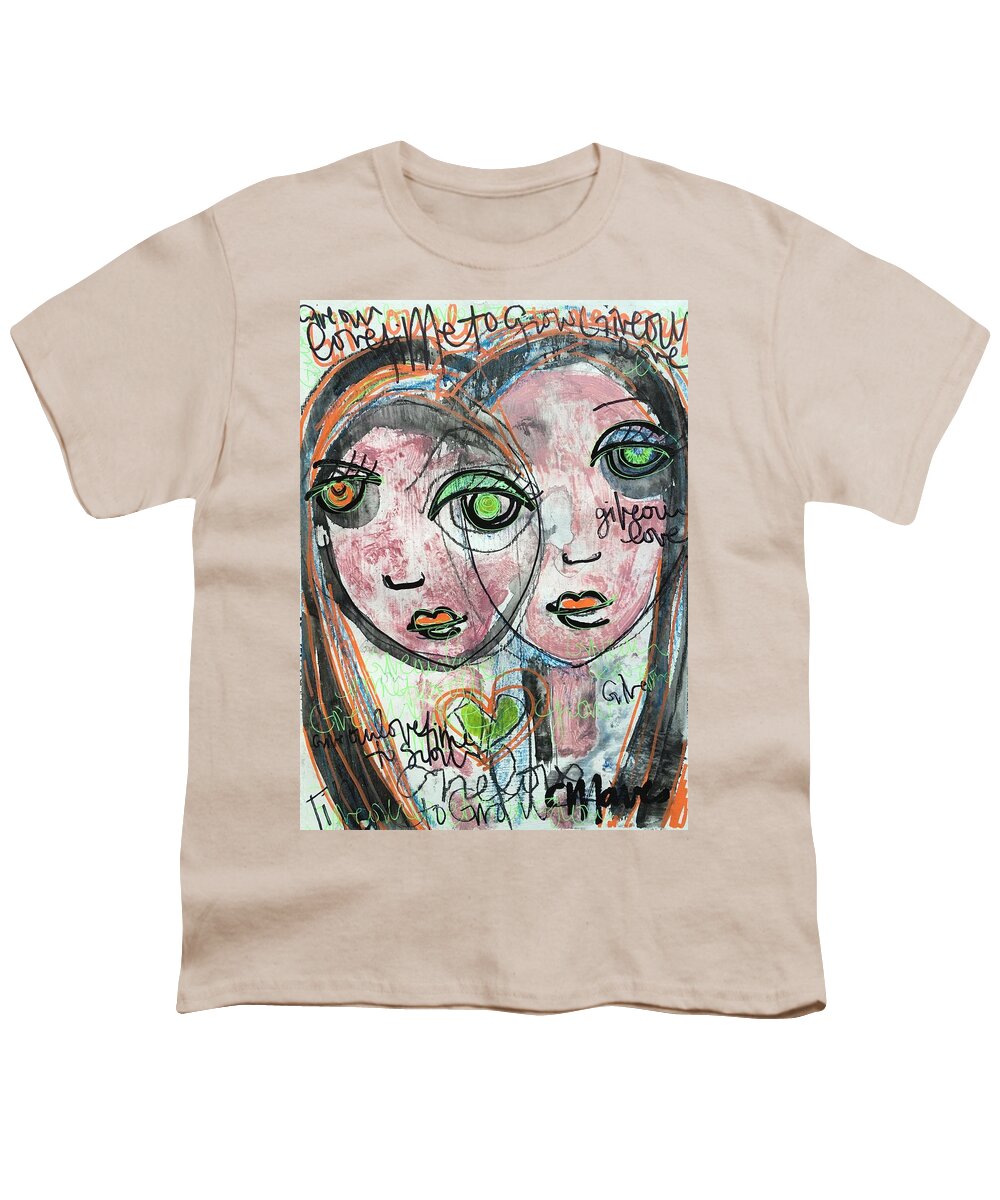 Love Youth T-Shirt featuring the painting Give Our Love Time to Grow by Laurie Maves ART
