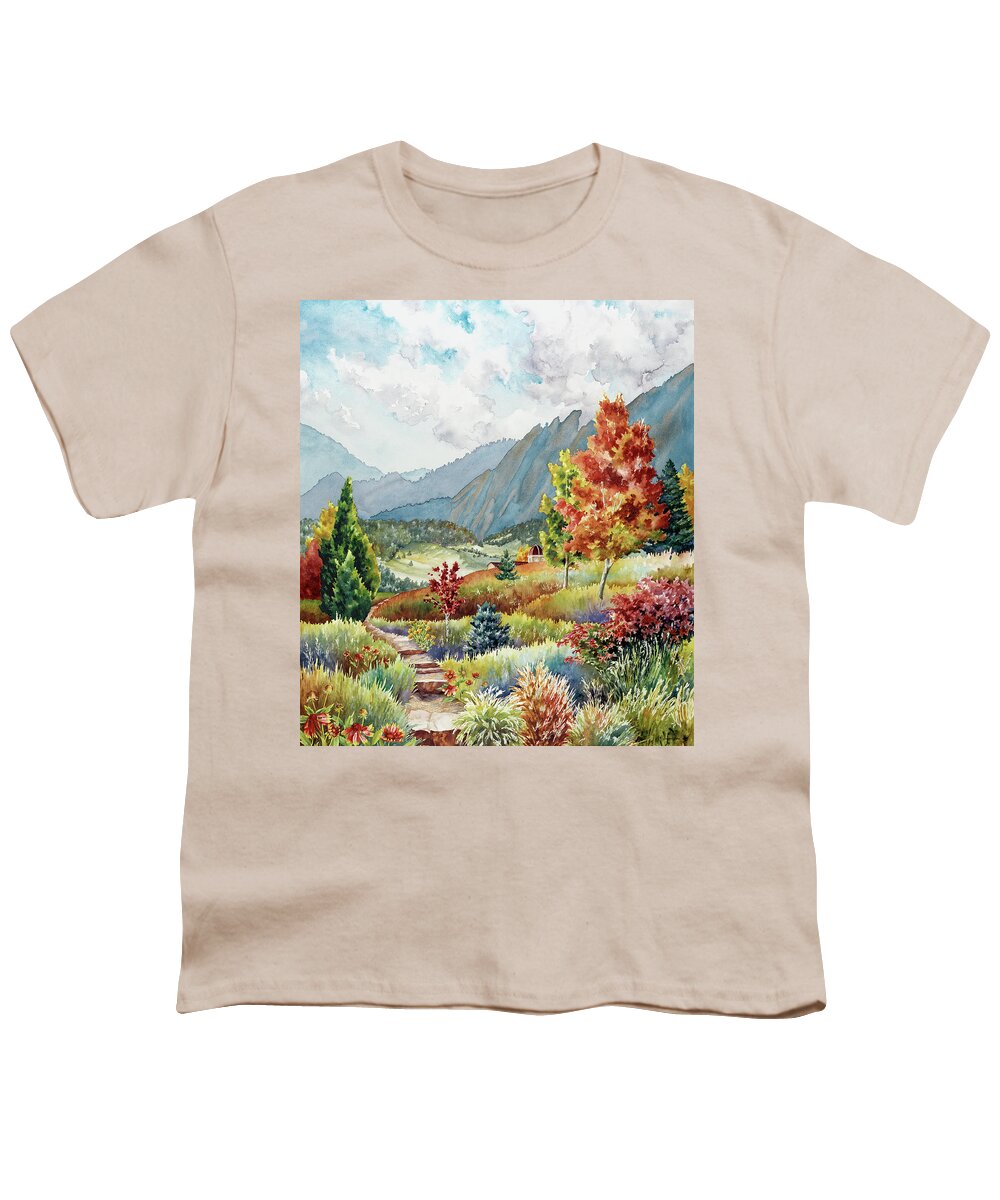 Autumn Colors Painting Youth T-Shirt featuring the painting Golden Trail by Anne Gifford