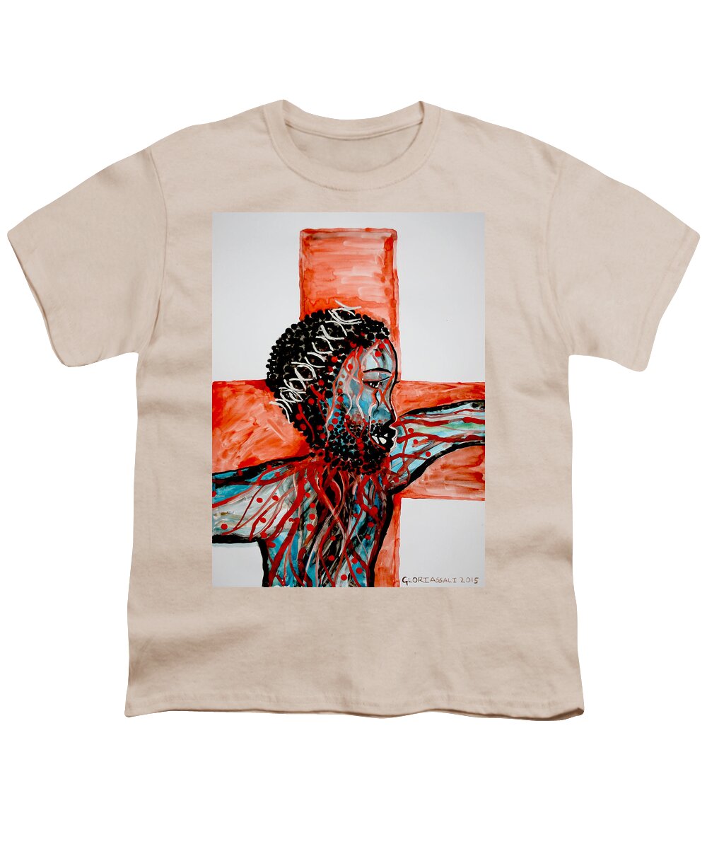 Jesus Youth T-Shirt featuring the painting Good Friday by Gloria Ssali