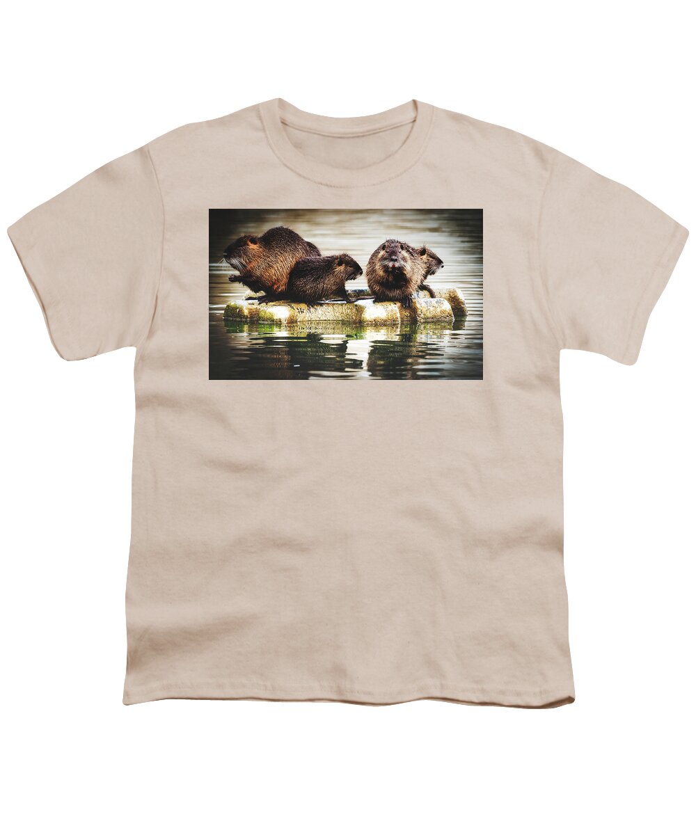 Nutria Youth T-Shirt featuring the photograph Group Of Nutria by Mountain Dreams