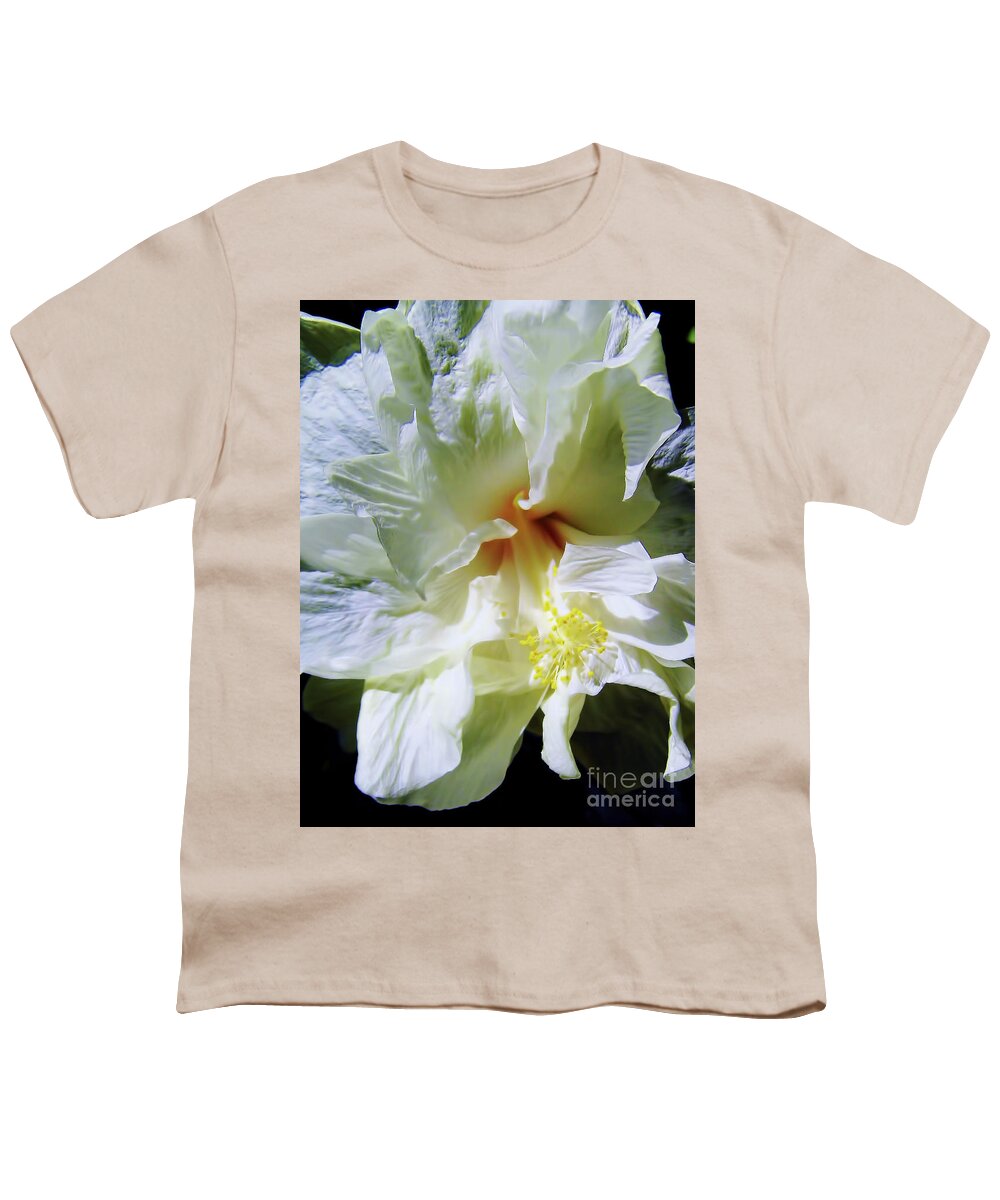 Hibiscus Youth T-Shirt featuring the photograph Hibiscus White Beauty by D Hackett