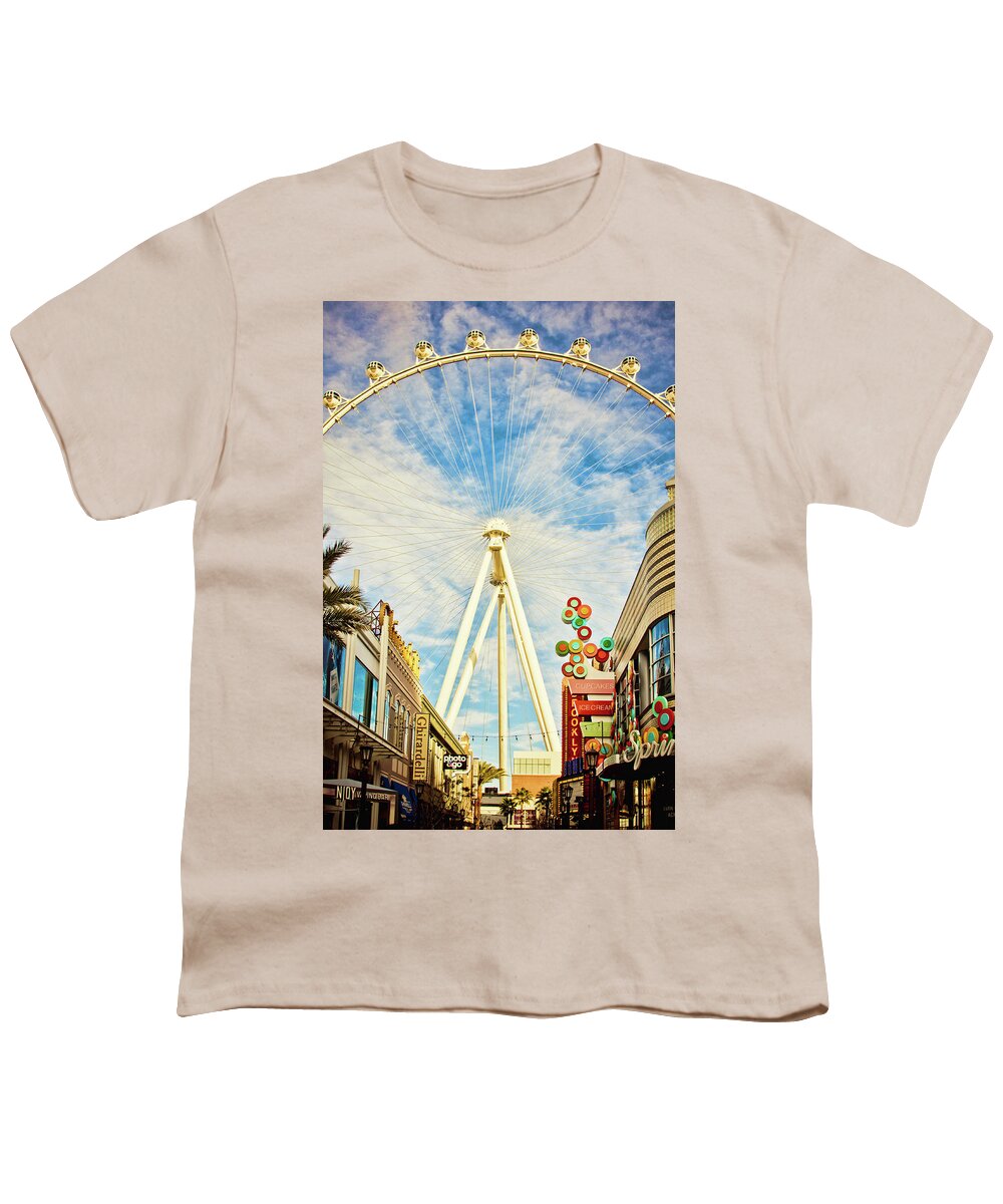 High Roller Wheel Youth T-Shirt featuring the photograph High Roller Wheel, Las Vegas by Tatiana Travelways