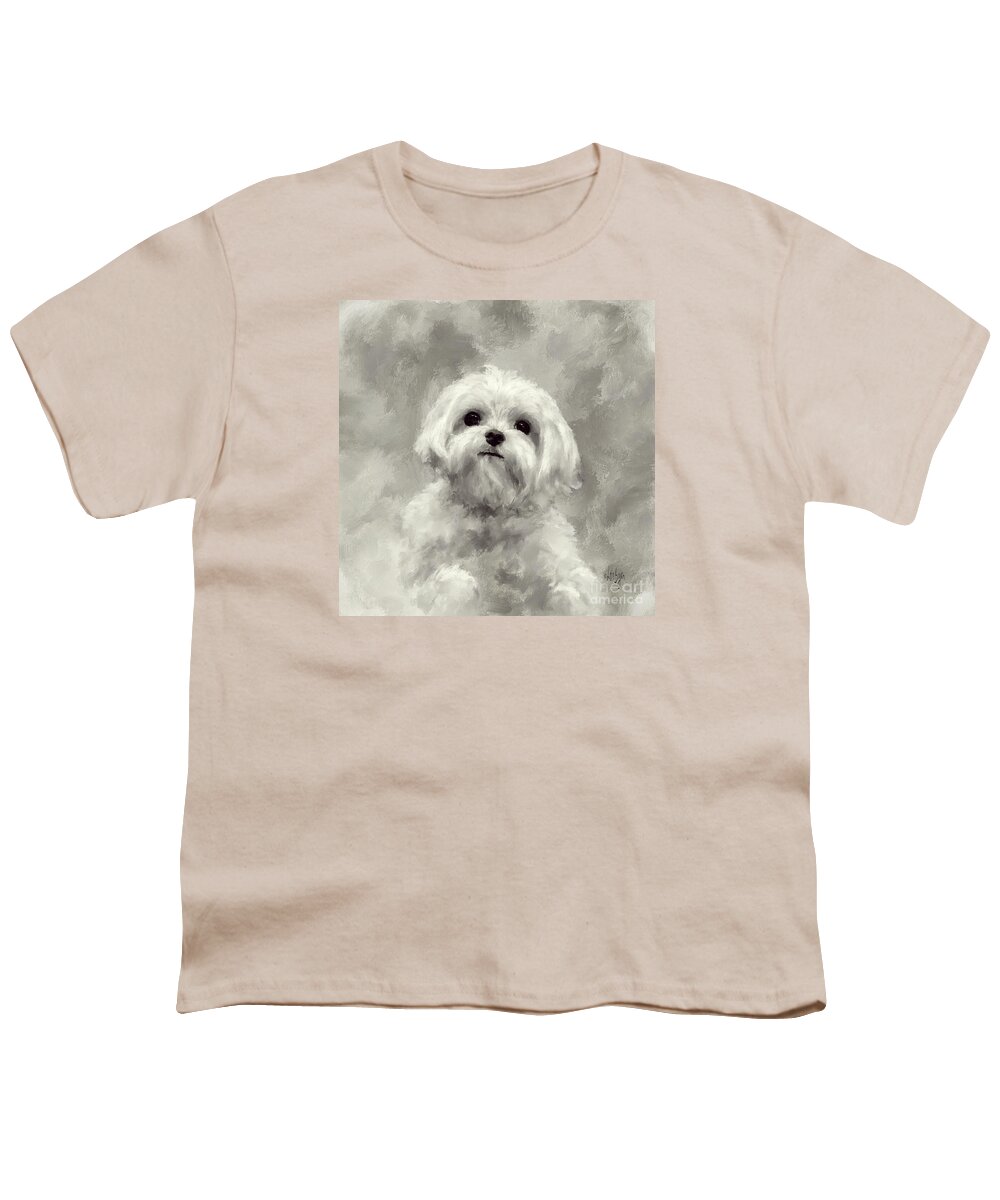 Maltese Youth T-Shirt featuring the digital art King Of The World by Lois Bryan